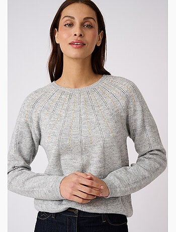 Pull maille ajourée et strass thermolactyl - damart
