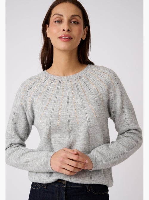 Pull maille ajourée et strass thermolactyl - damart - Kiabi