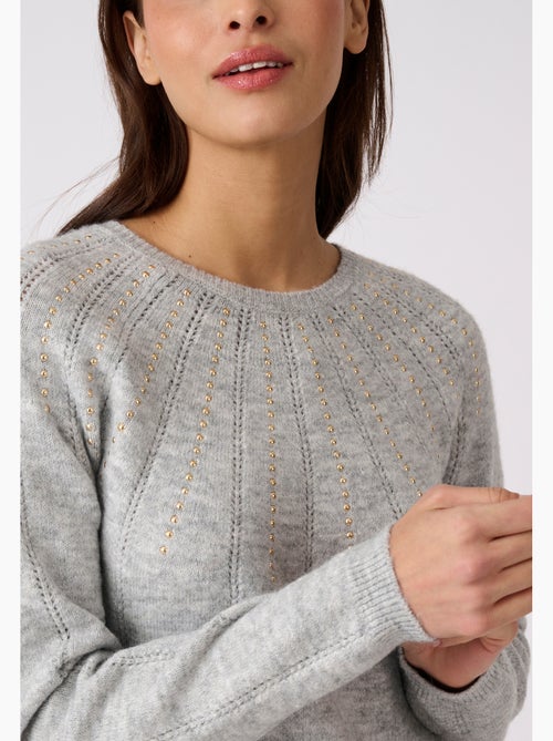 Pull maille ajourée et strass thermolactyl - damart - Kiabi