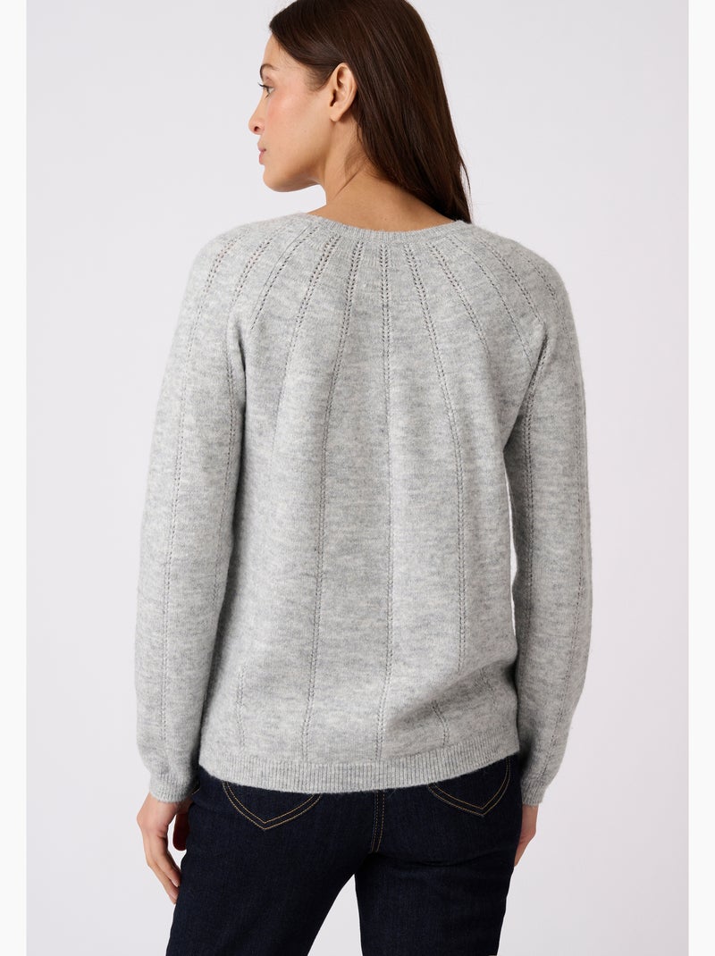 Pull maille ajourée et strass thermolactyl - damart Gris chiné - Kiabi