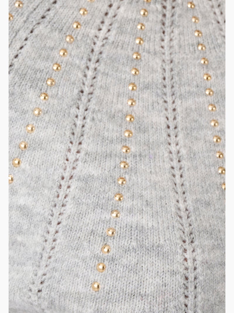 Pull maille ajourée et strass thermolactyl - damart Gris chiné - Kiabi