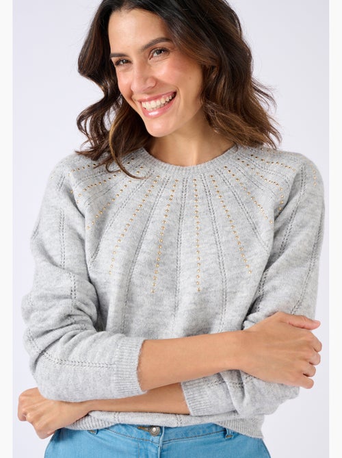 Pull maille ajourée et strass Thermolactyl - Damart - Kiabi