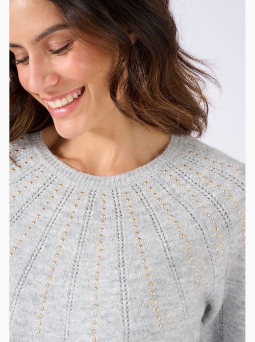 Pull maille ajourée et strass Thermolactyl - Damart - Kiabi