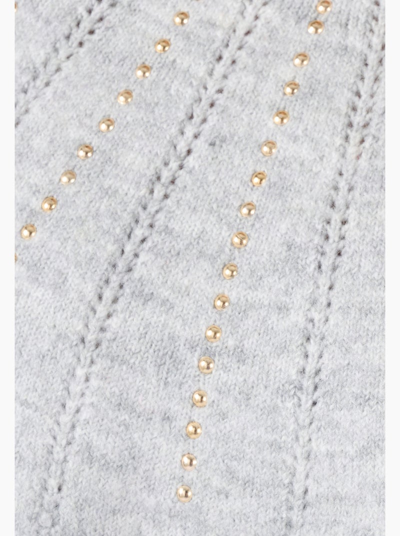 Pull maille ajourée et strass Thermolactyl - Damart Gris - Kiabi