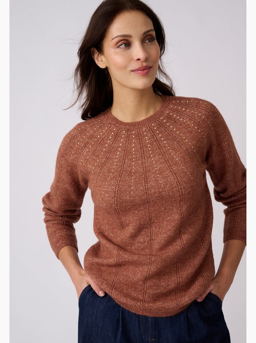 Pull maille ajourée et strass thermolactyl - damart - Kiabi