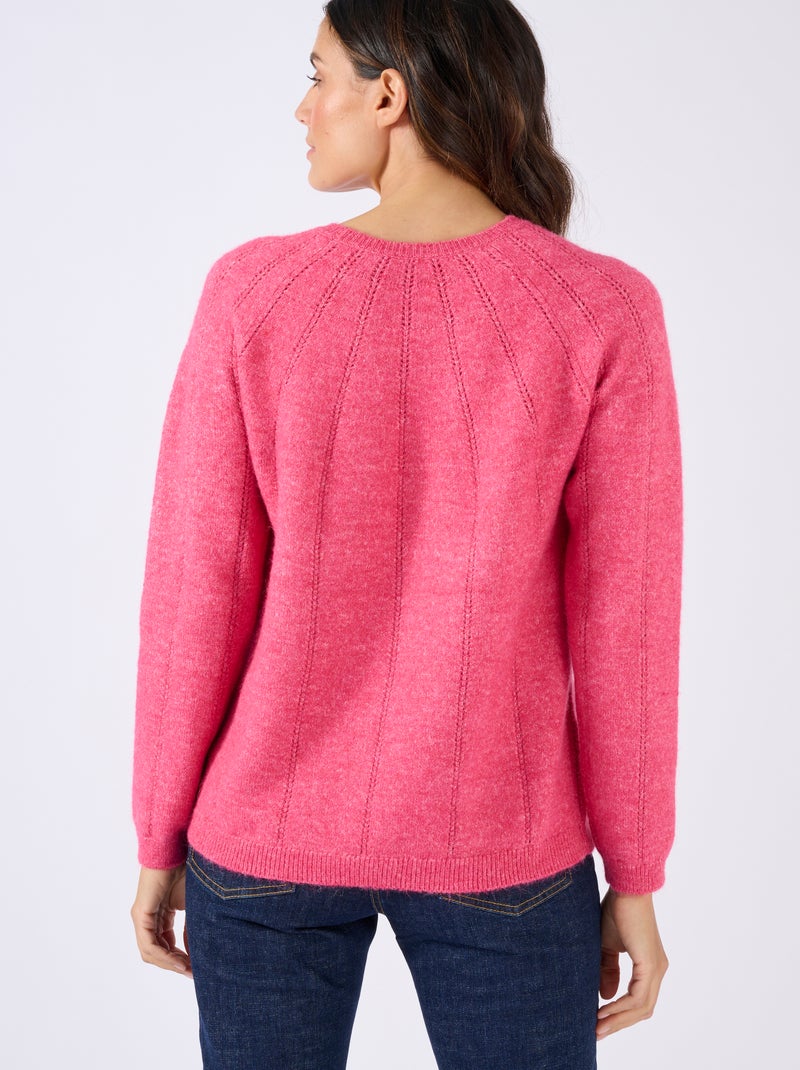 Pull maille ajourée et strass Thermolactyl - Damart Rose framboise - Kiabi