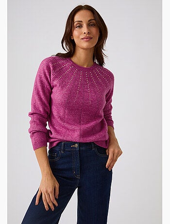 Pull maille ajourée et strass thermolactyl - damart