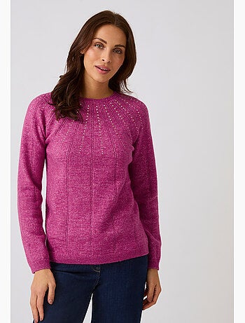 Pull maille ajourée et strass thermolactyl - damart