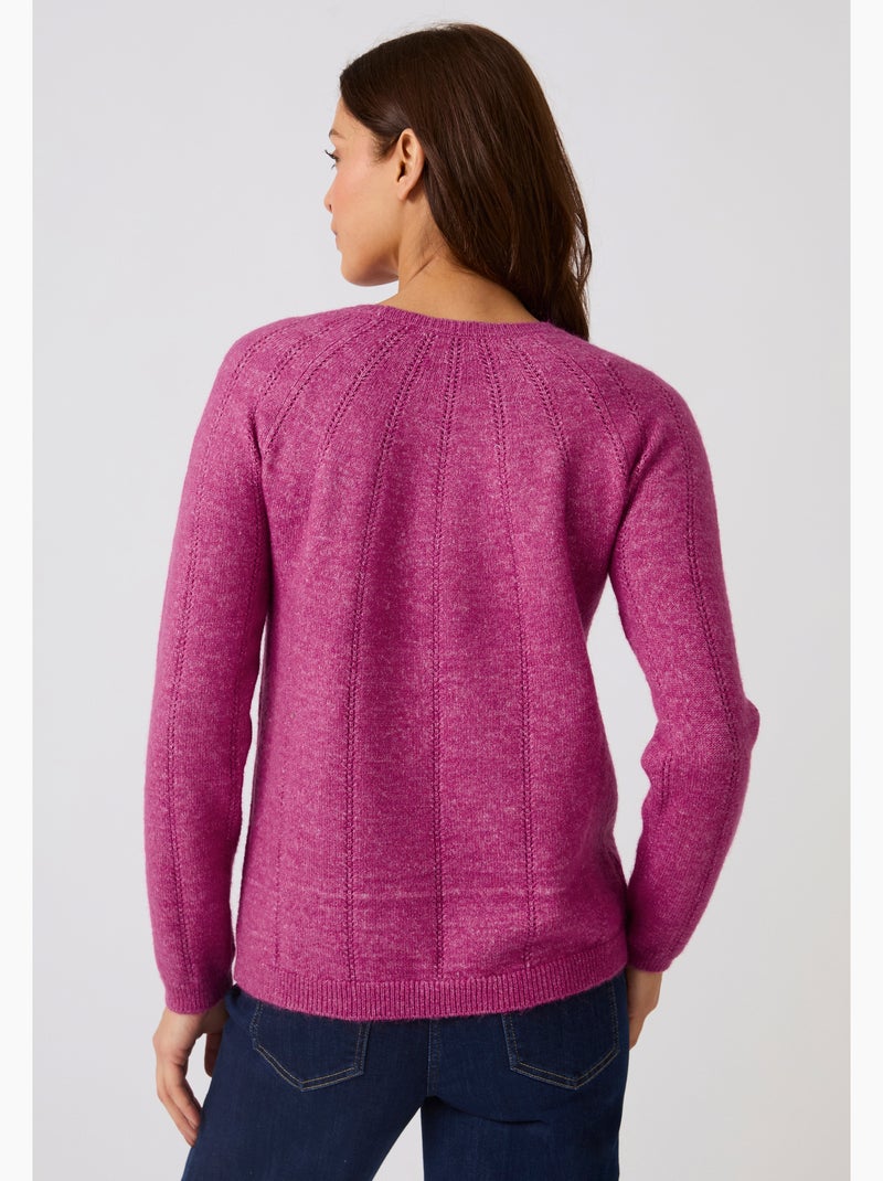 Pull maille ajourée et strass thermolactyl - damart Rose fushia - Kiabi