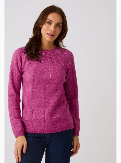 Pull maille ajourée et strass thermolactyl - damart - Kiabi