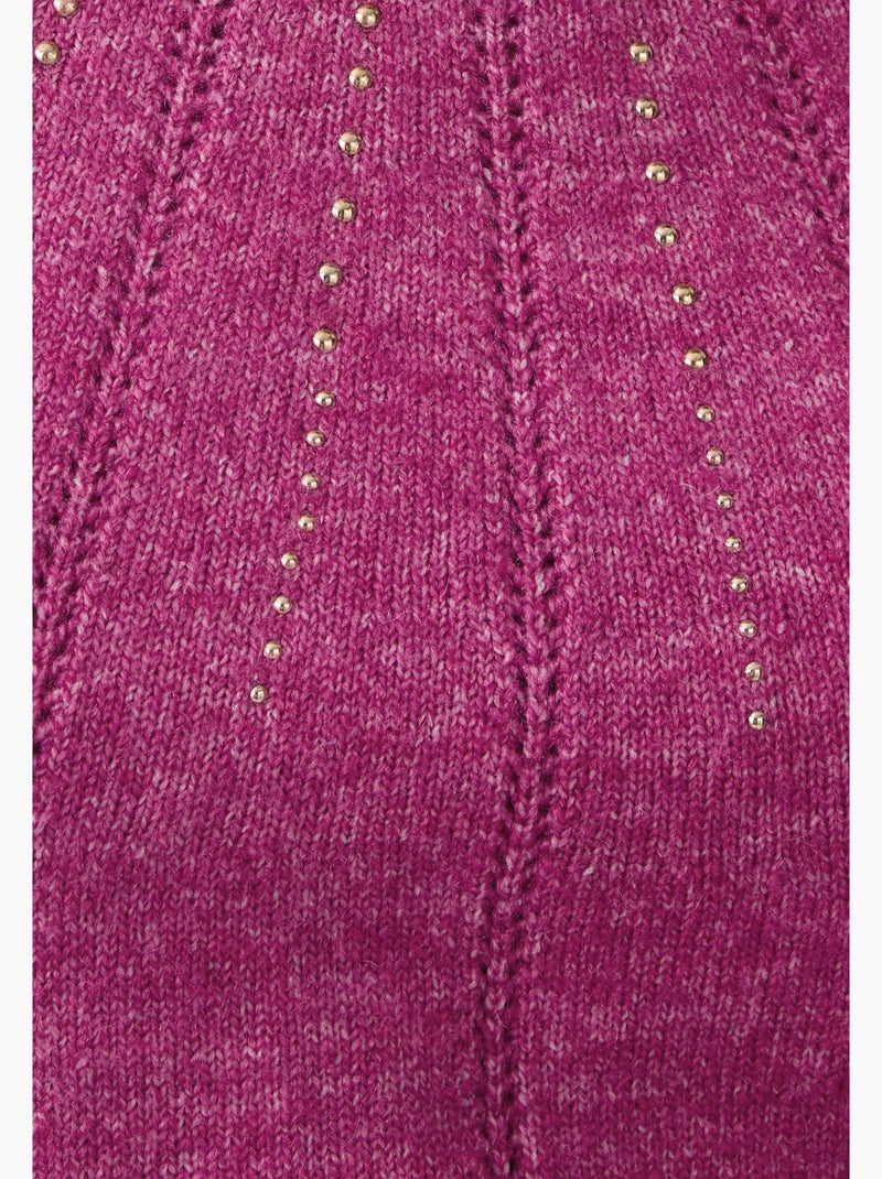 Pull maille ajourée et strass thermolactyl - damart Rose fushia - Kiabi