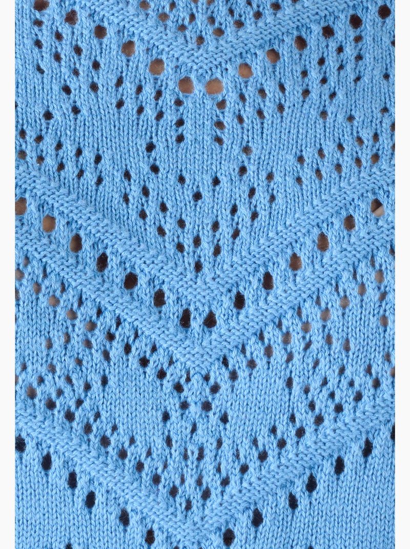 Pull maille ajourée manches aux coudes - Damart Bleu - Kiabi