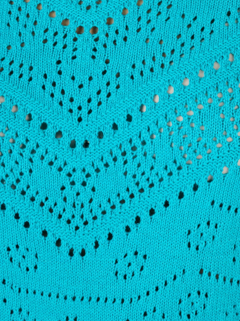 Pull maille ajourée manches aux coudes - Damart Bleu turquoise - Kiabi