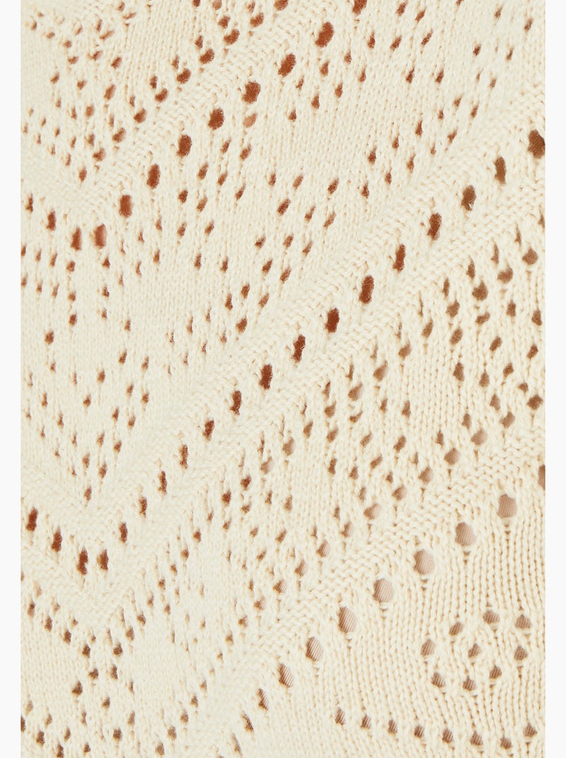 Pull maille ajourée manches aux coudes - Damart Marron - Kiabi