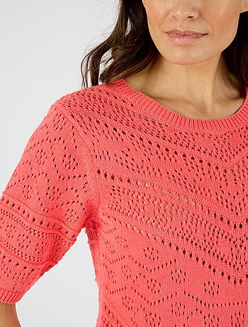 Pull maille ajourée manches aux coudes - Damart