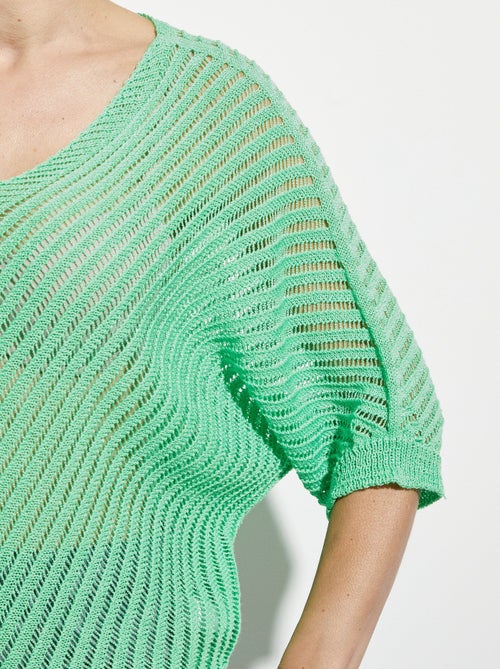 Pull maille ajourée manches chauve-souris - AFIBEL - Kiabi