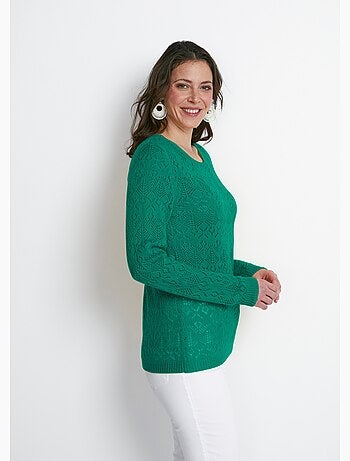 Pull maille ajourée manches longues - Afibel