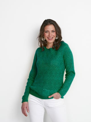 Pull maille ajourée manches longues
