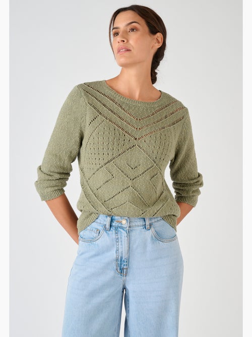 Pull maille ajourée pur coton - Damart - Kiabi