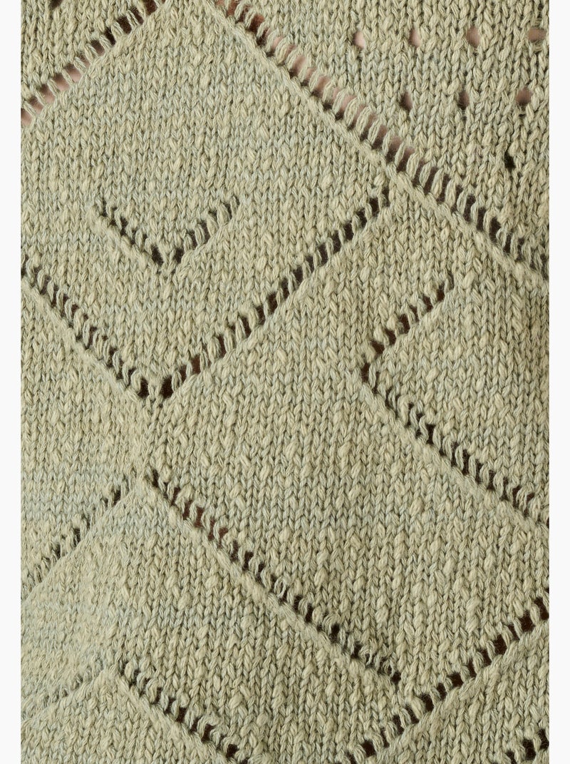 Pull maille ajourée pur coton - Damart Vert - Kiabi