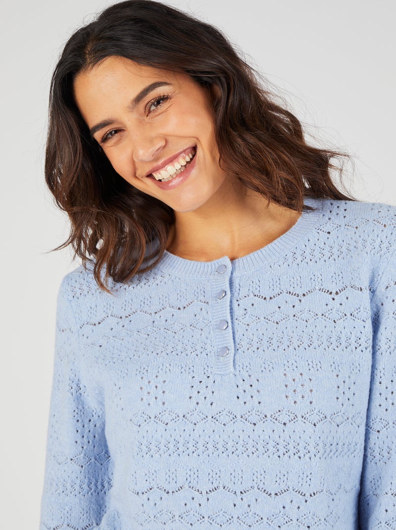 Pull maille ajourée Thermolactyl - Damart Bleu gris - Kiabi