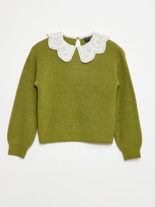 Pull maillé avec col claudine
