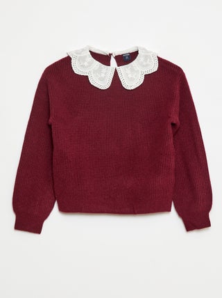 Pull maillé avec col claudine