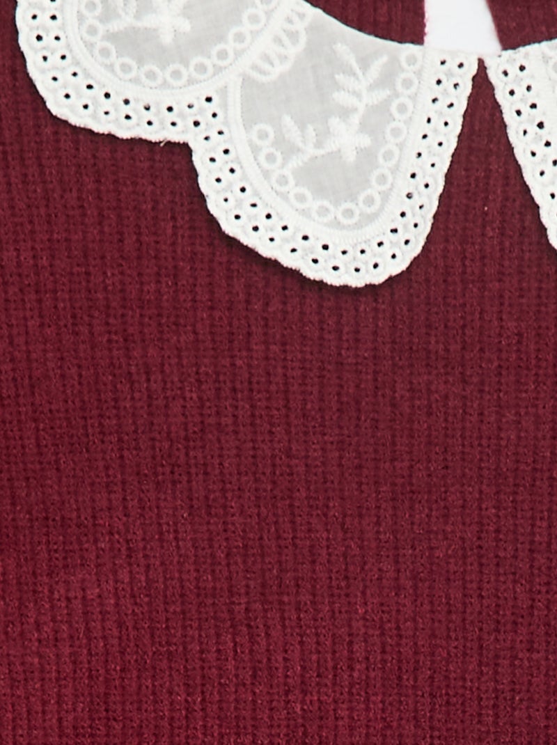 Pull maillé avec col claudine Rouge - Kiabi