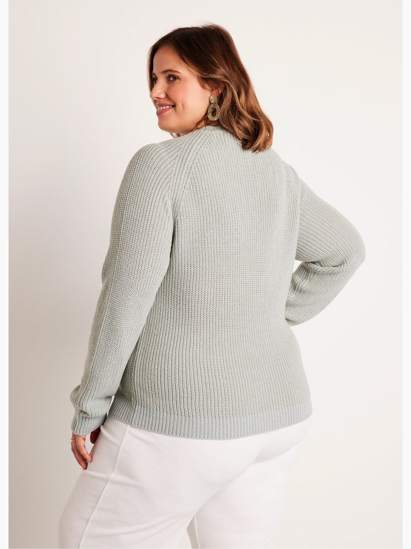 Pull maille brillante col rond - Afibel Vert - Kiabi