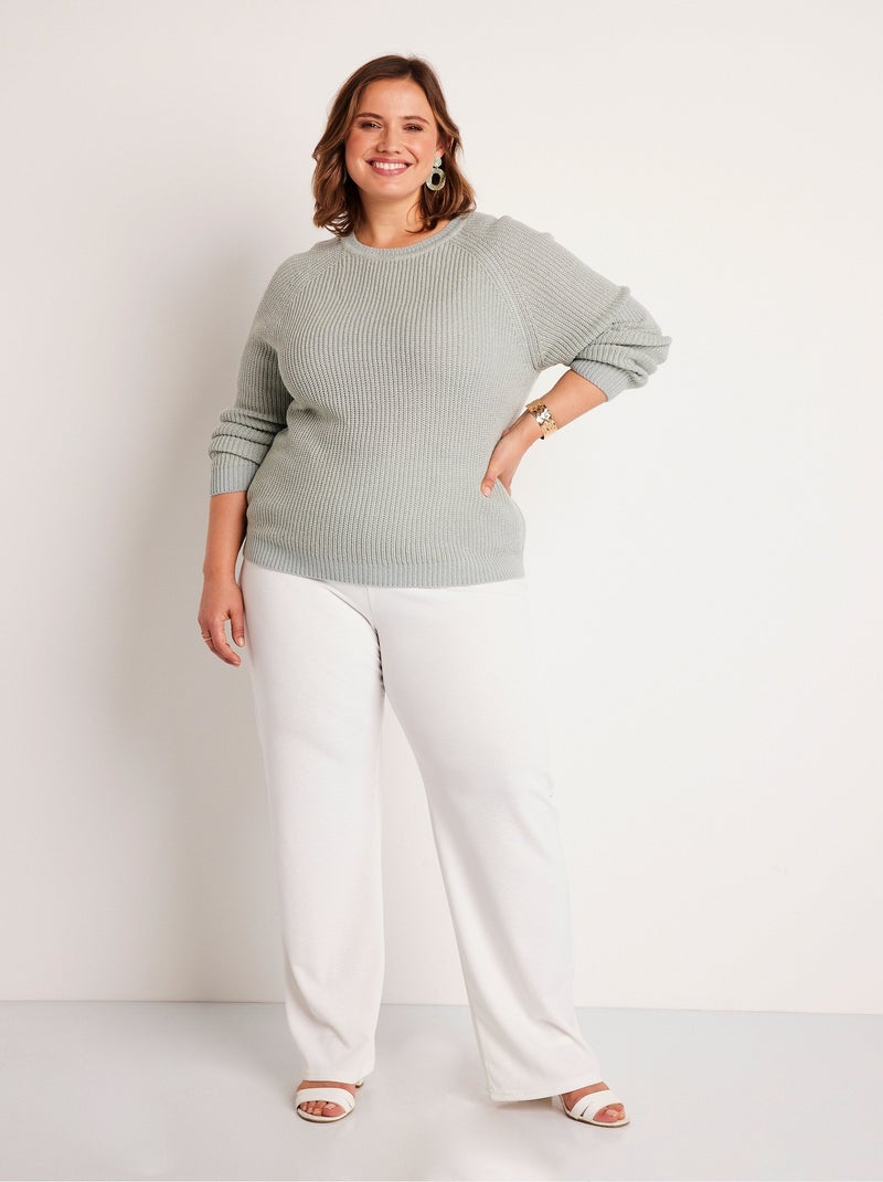 Pull maille brillante col rond - Afibel Vert - Kiabi