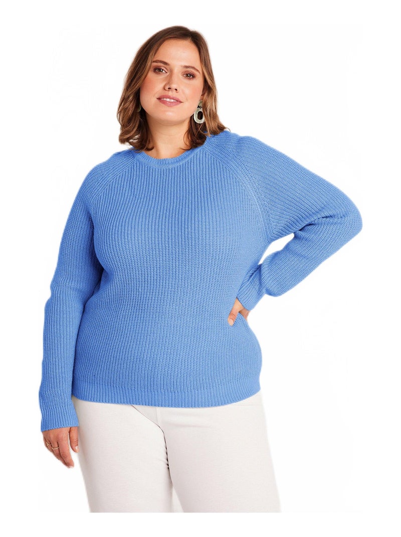 Pull maille brillante col rond Bleu - Kiabi