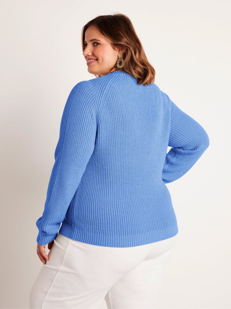 Pull maille brillante col rond Bleu - Kiabi