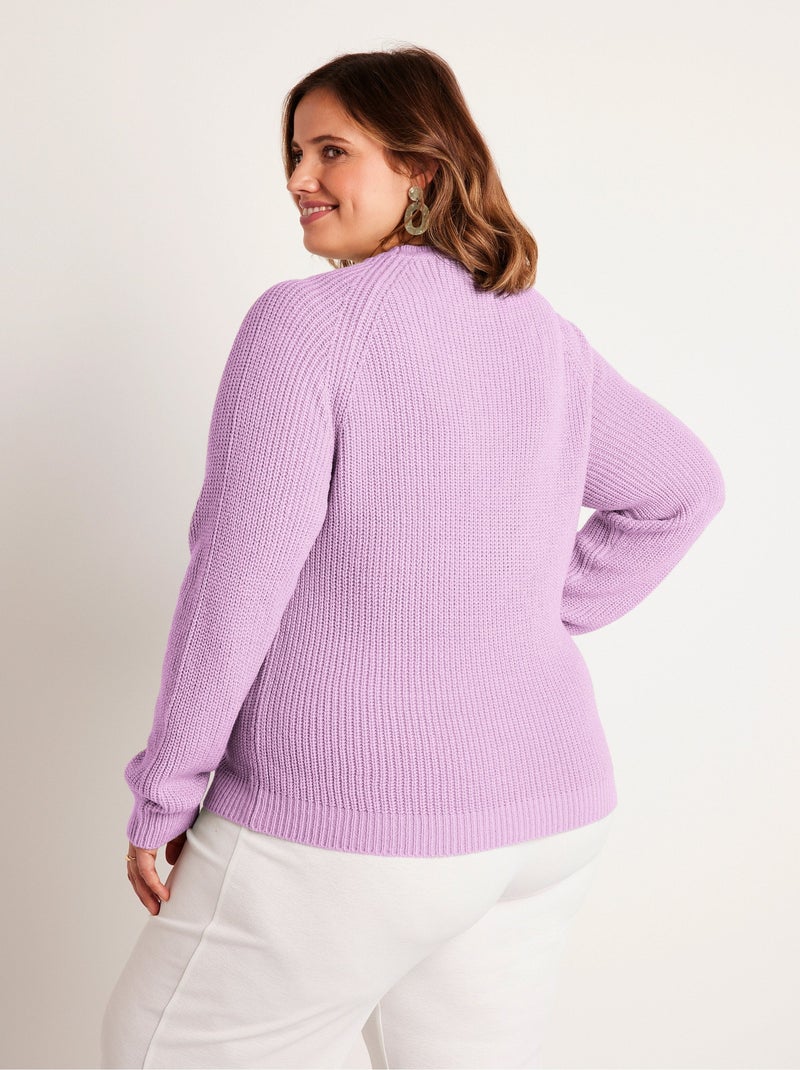 Pull maille brillante col rond Violet - Kiabi