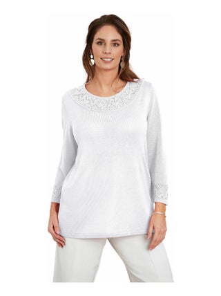 Pull maille brillante détails ajourés
