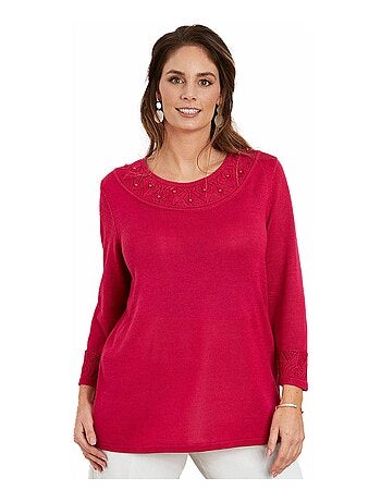 Pull maille brillante détails ajourés