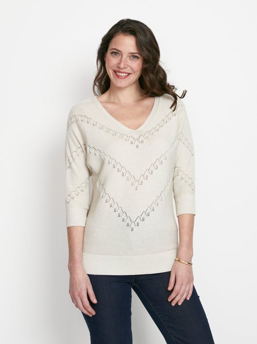 Pull maille brillante fantaisie ajourée - Afibel - Kiabi