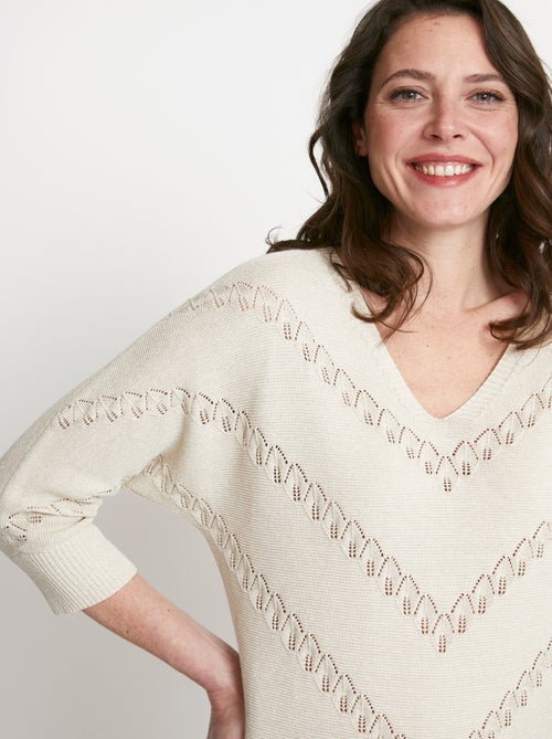 Pull maille brillante fantaisie ajourée - Afibel - Kiabi