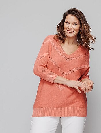Pull maille brillante fantaisie ajourée - Afibel