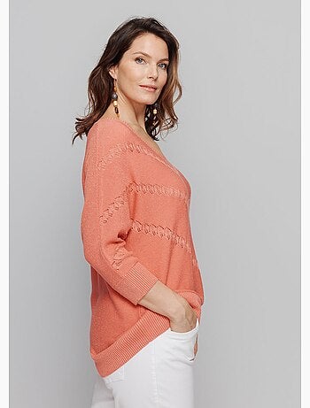 Pull maille brillante fantaisie ajourée - Afibel