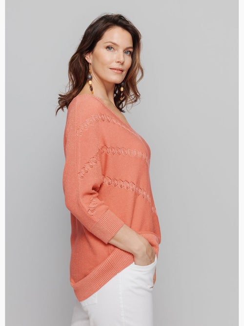 Pull maille brillante fantaisie ajourée - Afibel - Kiabi