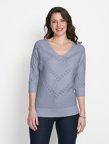 Pull maille brillante fantaisie ajourée