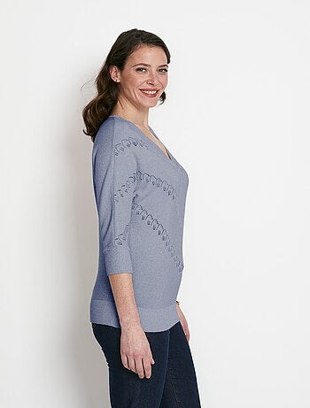Pull maille brillante fantaisie ajourée