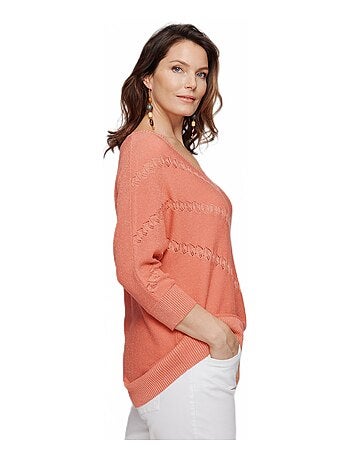 Pull maille brillante fantaisie ajourée
