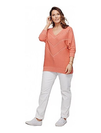 Pull maille brillante fantaisie ajourée