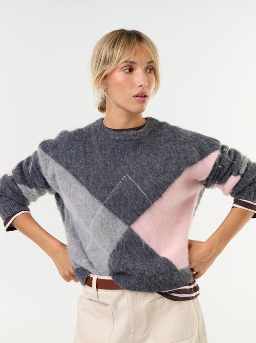 Pull maille chaude à col rond - Kiabi