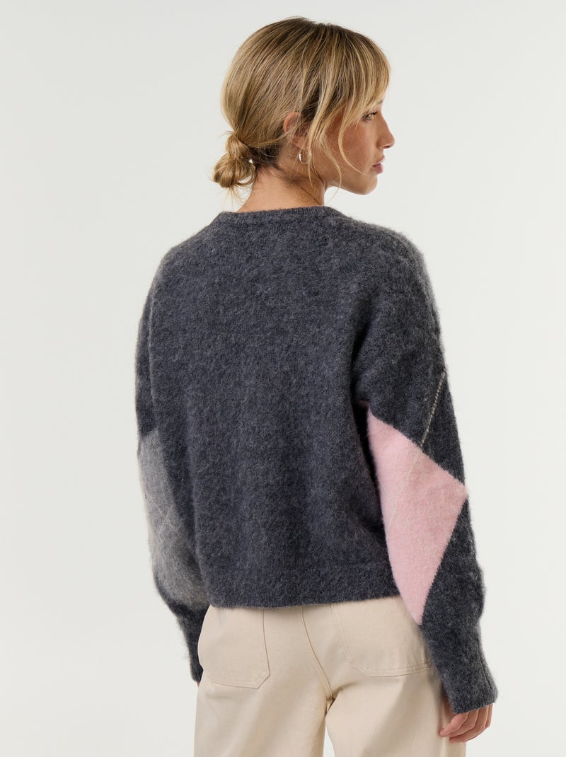 Pull maille chaude à col rond Gris - Kiabi