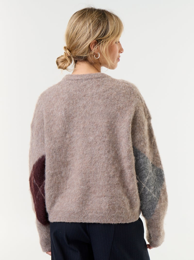 Pull maille chaude à col rond Marron - Kiabi