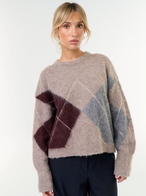 Pull maille chaude à col rond - Kiabi