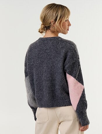 Pull maille chaude avec laine à col rond