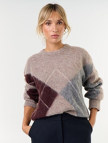 Pull maille chaude avec laine à col rond